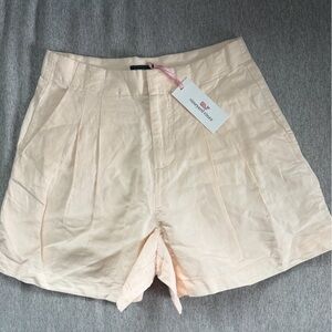 Vineyard Vines Pale Blush Pleated Shorts- Linen Blend Lined